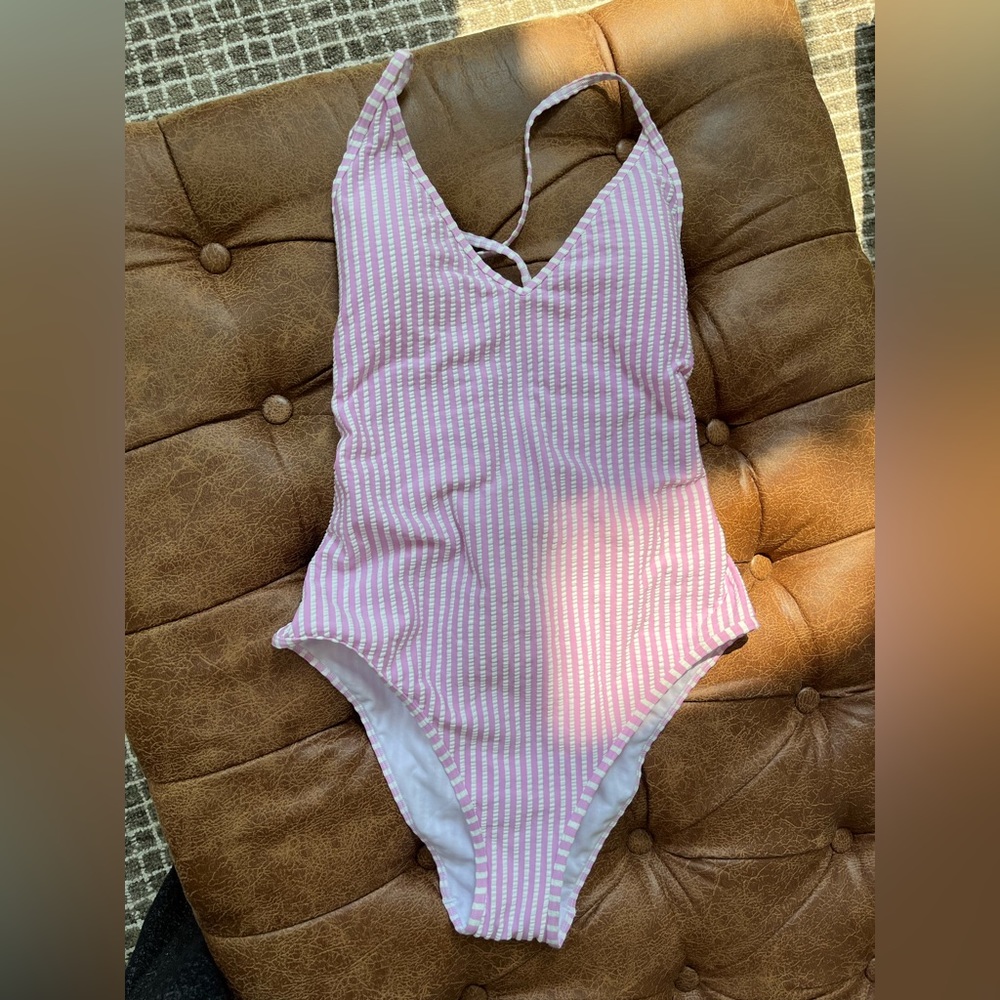Worn once, striped one piece